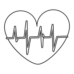 flat design heart with cardiogram icon vector illustration