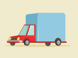 Delivery cartoon truck icon. Vector flat illustration
