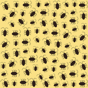 Pattern with cockroach. Vector flat cartoon illustration