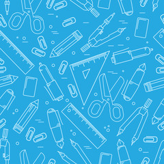 School supplies seamless pattern.