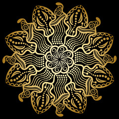 Mandala gold, black background