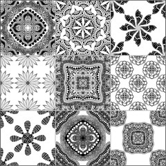 Black and white geometric tiles