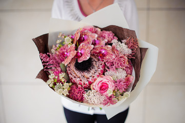 Beautiful bouquet of pink flowers