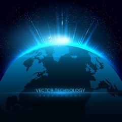 Technology background with planet