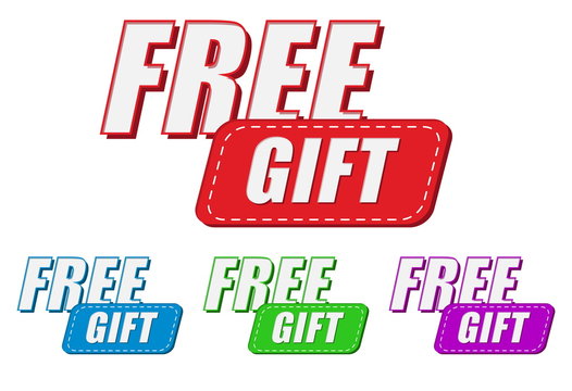 free gift, four colors labels, vector