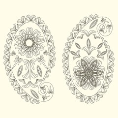 Set of cute paisley pattern (Turkish cucumber) for design of fabrics, tableware, wallpaper, isolated, vector