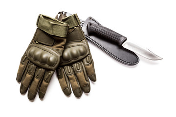 military knife in pocket isolated white