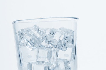 glass with ice cubes