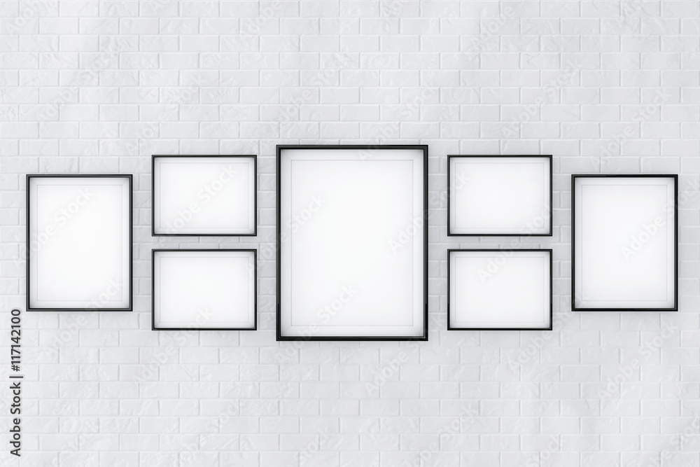 Poster set of blank picture photo frame templates. 3d rendering