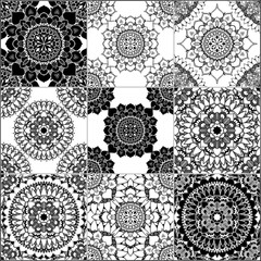 Black and white geometric tiles