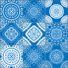 geometric tiles seamless patterns set