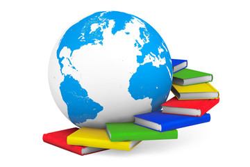 Books as Belt Round the Earth Globe. 3d Rendering