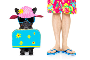 dog and owner on holiday vacation