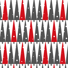 Fototapeta na wymiar Seamless winter holidays pattern with geometric grey and red spr