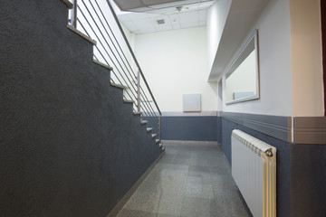 Basement stairs in a modern building