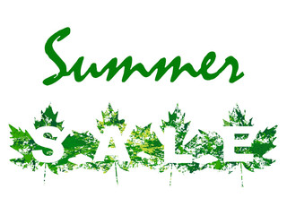 vector illustration of summer sale with maple leaves In grunge style