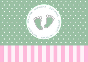 Cute baby foot on greeting card,Design of baby shower cards