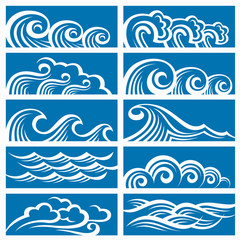 collection of sea waves icons