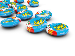 Flag of saint pierre and miquelon, round buttons