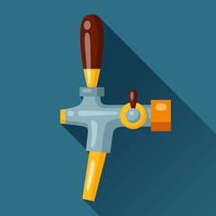 Illustration of beer tap in flat design style