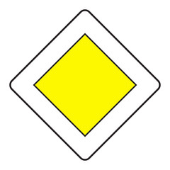 Traffic sign priority road isolated on white background. Vector illustration.