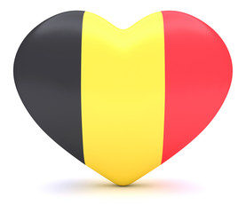 Fototapeta premium Love Belgium: Belgian Flag Heart, 3d illustration