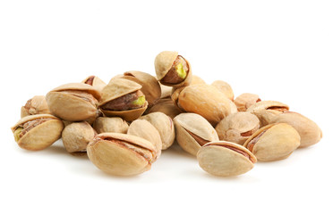 Pistachios isolated on white background