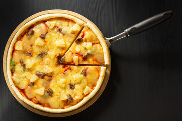 italian pizza at table surface