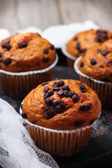 Homemade chocolate chip muffins for breakfast