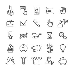 Set of Quality Isolated Universal Standard Minimal Simple Politics Black Thin Line Icons on White Background.