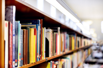 Bookshelf, interior blurred