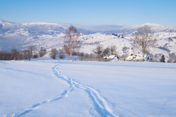 Fototapeta na wymiar Winter mountain hills