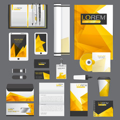 White identity template with blue origami elements. Vector compa © ploygraphic