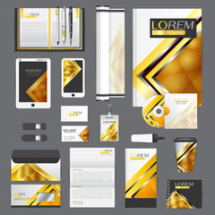 White identity template with blue origami elements. Vector compa © ploygraphic