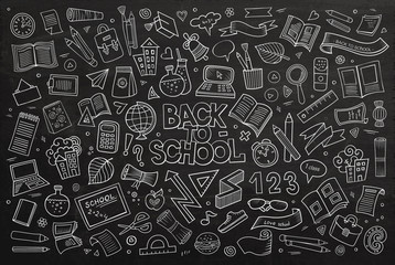 School and education doodles hand drawn vector sketch symbols