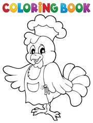 Coloring book chicken chef