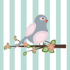 Illustration of a bird sitting on a branch