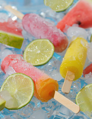 Refreshing lime and fruits  ice pops