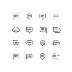 Speech bubble vector linear icons set