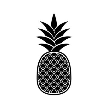 Black vector pineapple icon isolated