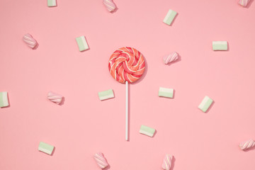 Marshmallows flat lay