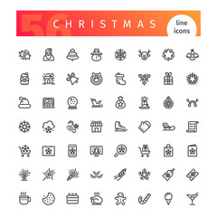 Christmas Line Icons Set