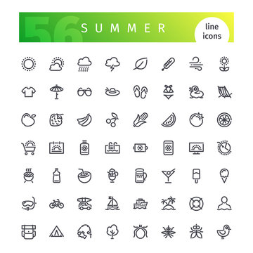 Summer Line Icons Set