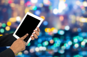 Businessman using tablet pc.