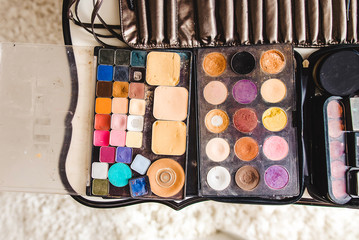 makeup cosmetics and brushes