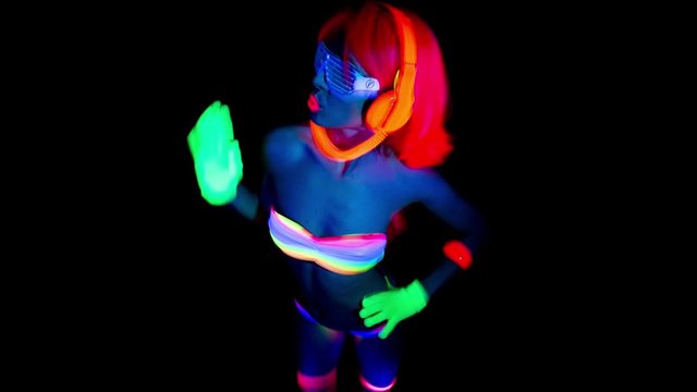sexy female disco gogo dancer glow