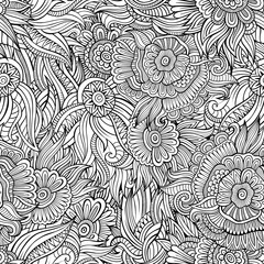Vector seamless abstract flowers pattern