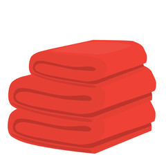 stack of red domestic bath beach towels isolated vector illustration