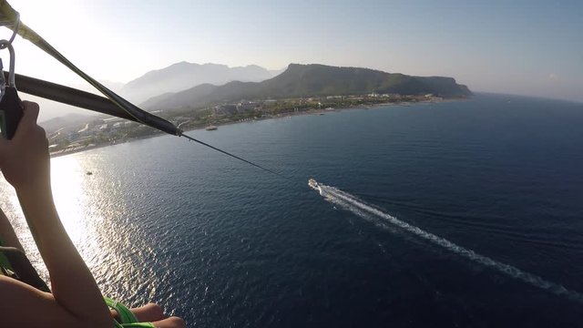 parasailing, aerial view