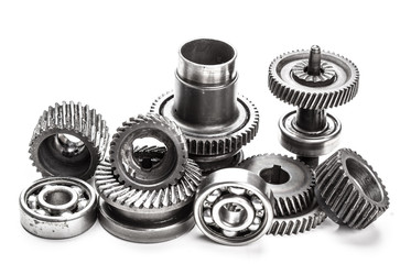 Gear metal wheels, isolated on white background